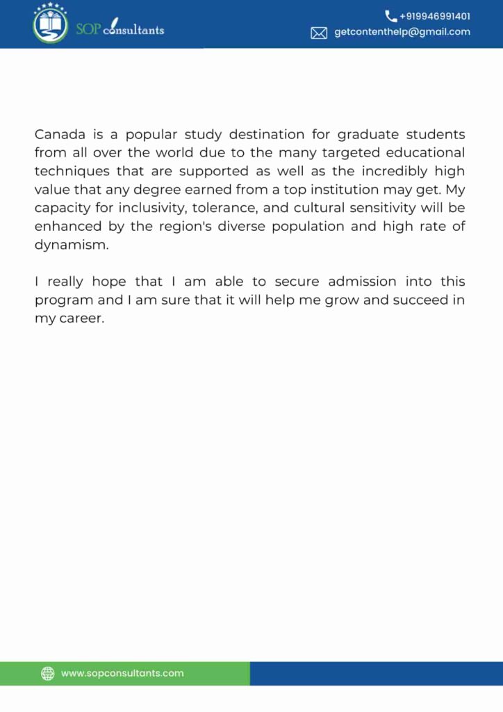 Canada University SOP sample (2)