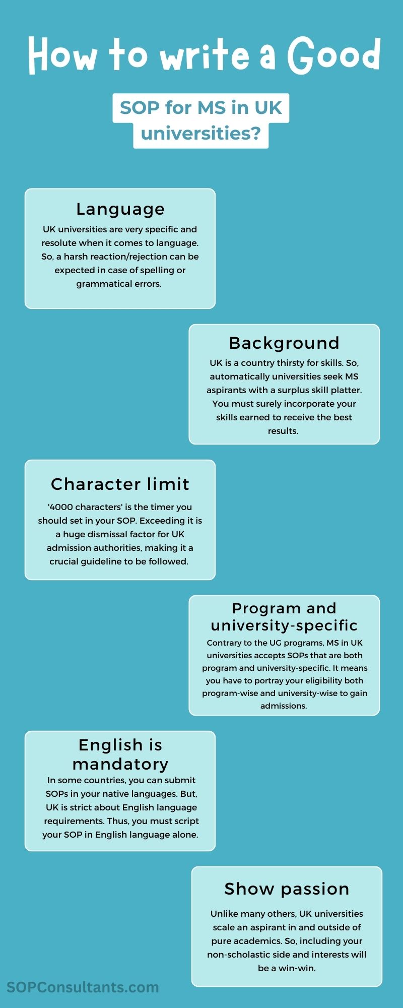 Learn how to write sop for masters in uk - complete guide infographics