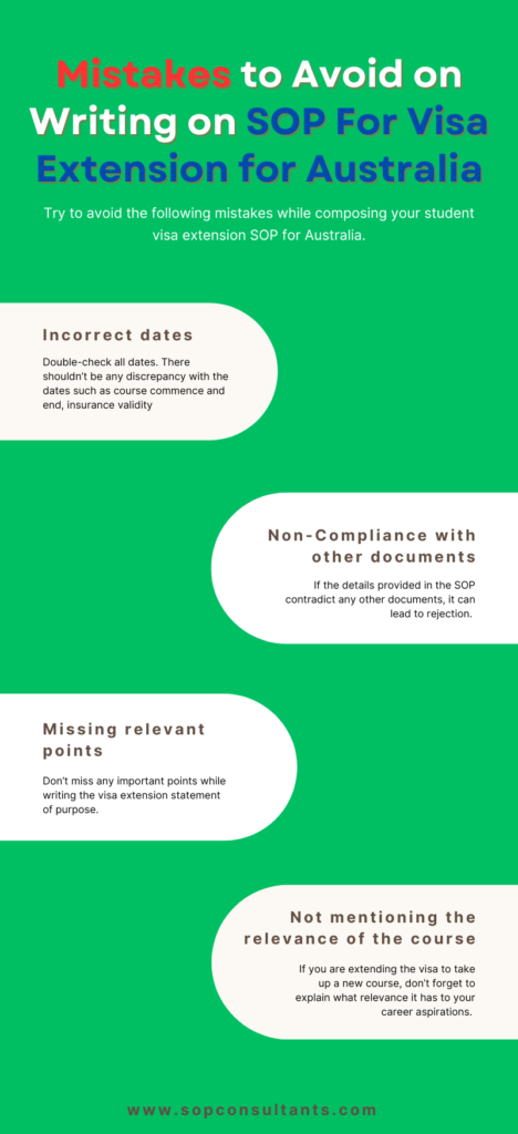 Things to avoid while writing sop for visa extension sop - infographics